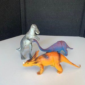 Imperial Dinosaurs  Brontosaurus Triceratops  Vintage 1985 1989 lot of 3  Good p